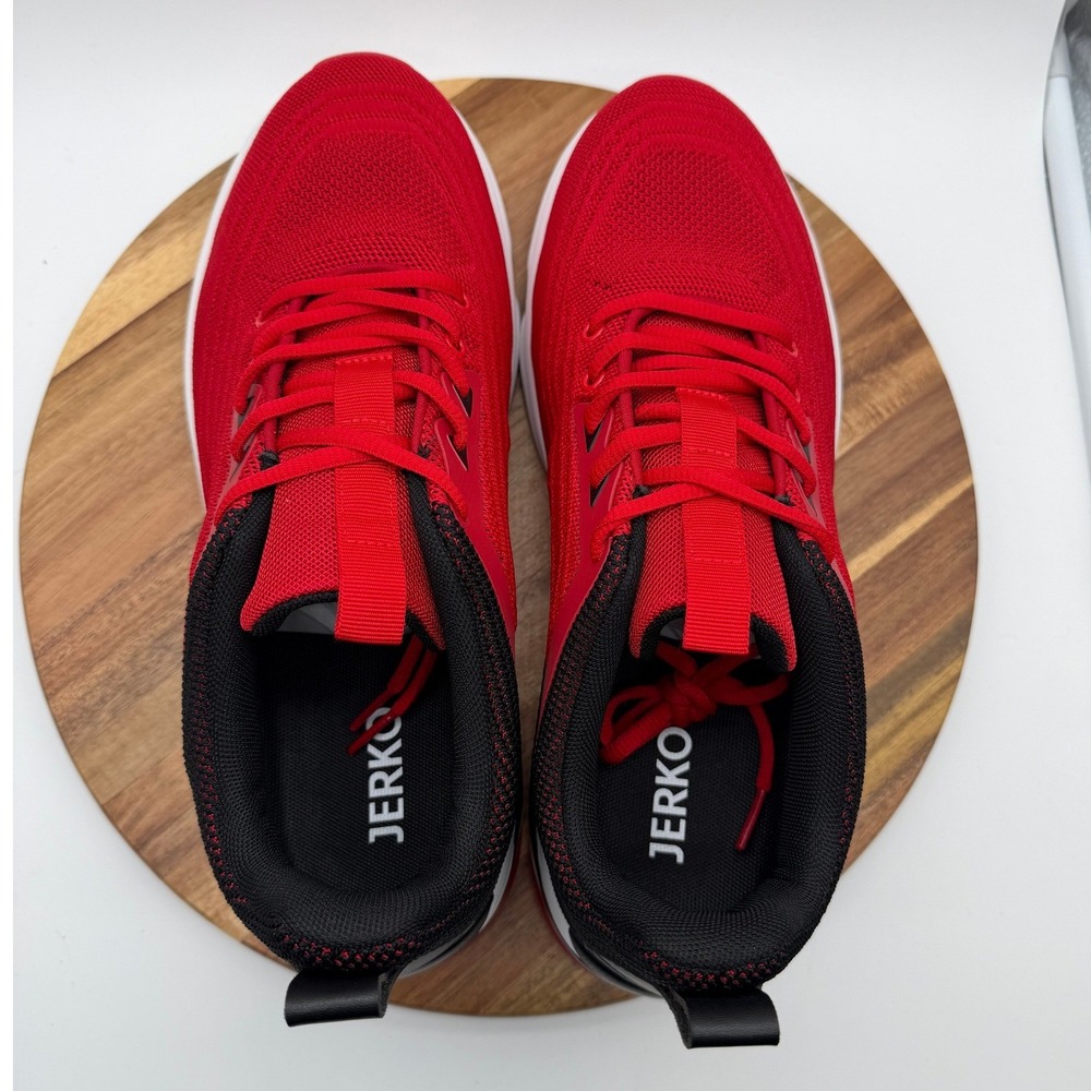 Jerko QX01M Men's 11 ‎ Red Black Mesh Running Shoes Air Cushion Sneakers - Picture 3 of 9